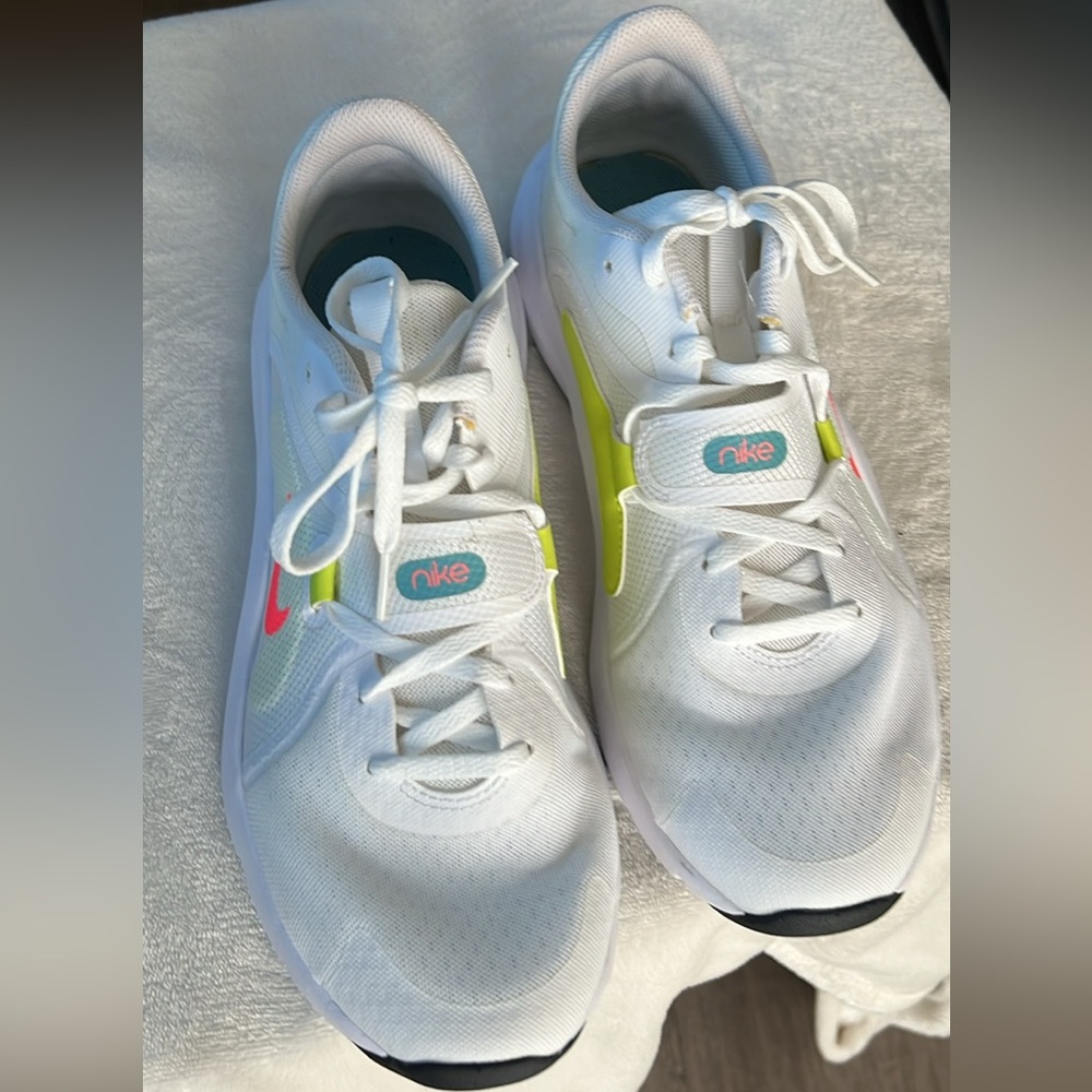 Nike White Shoes with Neon Highlights